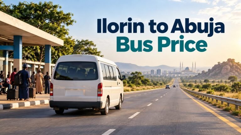 Minibus leaving Ilorin with the text Ilorin to Abuja Bus Price