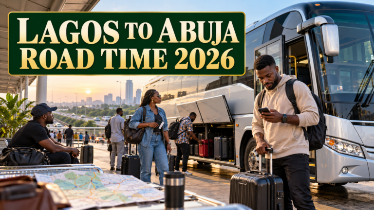 Nigerian coach ready to depart with Lagos to Abuja Road Time 2026 text