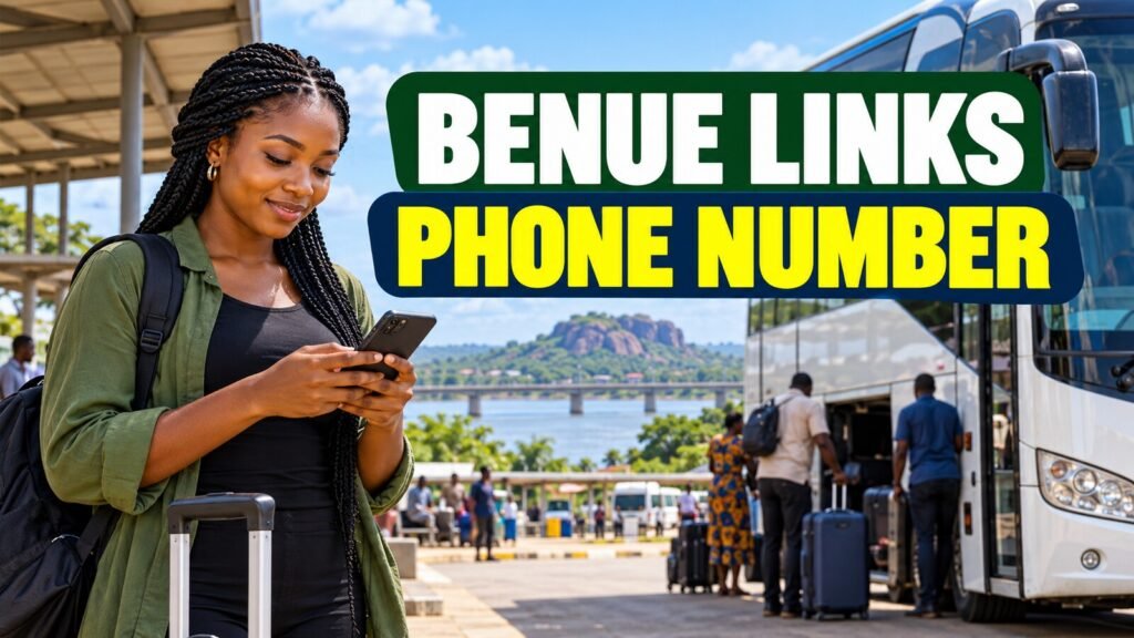 Nigerian passenger checking the Benue Links phone and WhatsApp contacts