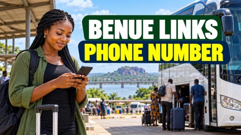 Nigerian passenger checking the Benue Links phone and WhatsApp contacts