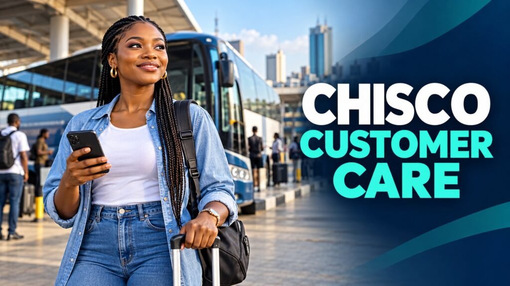 Nigerian coach passenger contacting Chisco customer care on a phone