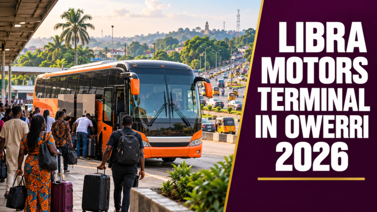 Owerri passenger terminal with Libra Motors Terminal in Owerri 2026 text
