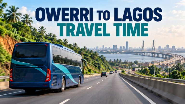 Intercity bus travelling from Owerri to Lagos on a Nigerian highway
